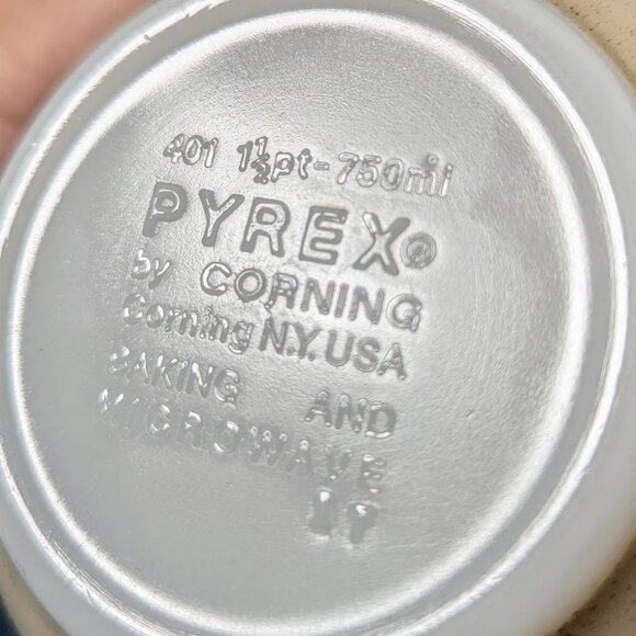 Vintage Pyrex 1976 Homestead Tan Speckled Blue Floral Nesting Bowls Set Of 4 - Picture 9 of 12